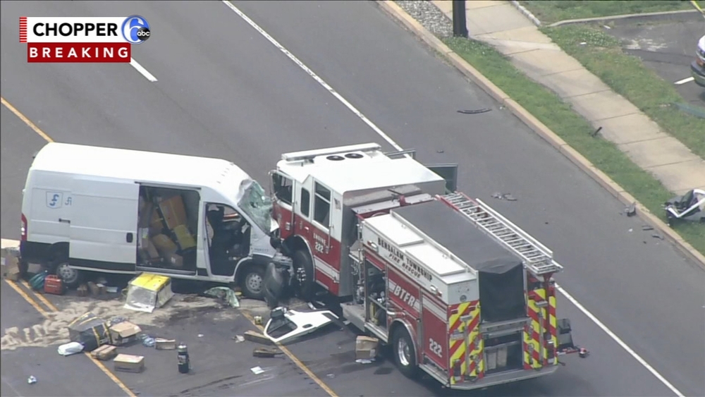 Fire engine, second vehicle involved in head-on crash in Bensalem