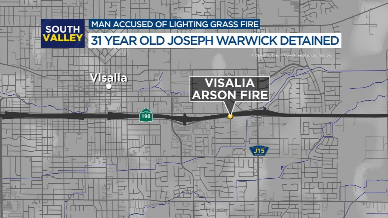 Man arrested, accused of starting grass fire in Visalia