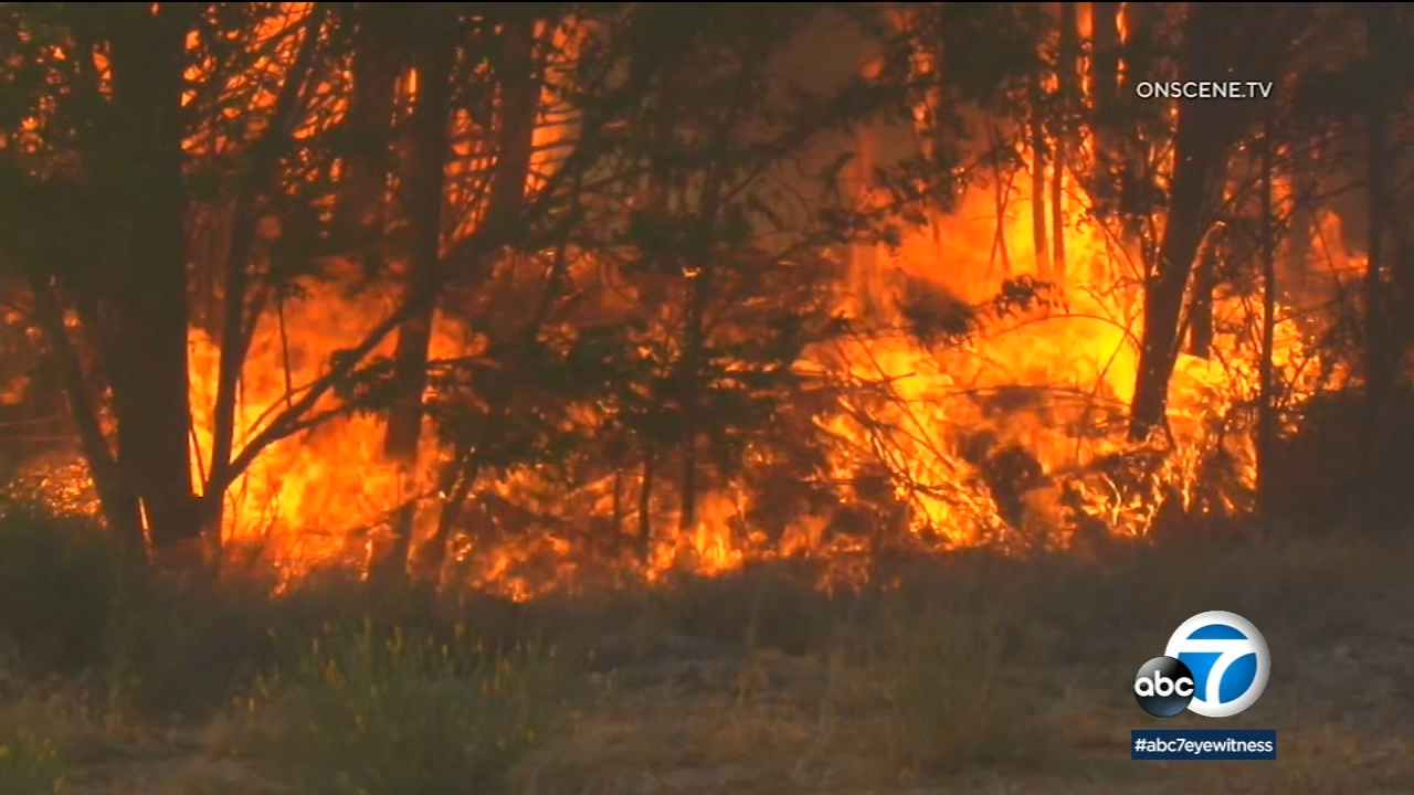 Crews battle large brush fire in Hesperia; 1 burn victim reported