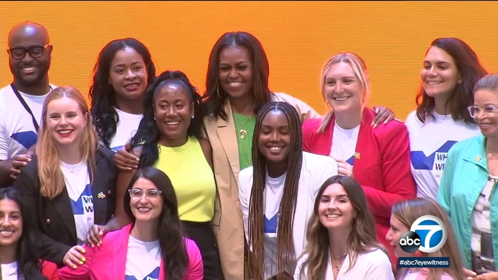 At LA summit, Michelle Obama urges voters to stay engaged