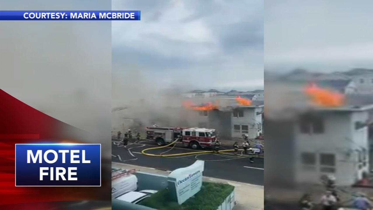 Firefighters battle motel fire in Wildwood, New Jersey
