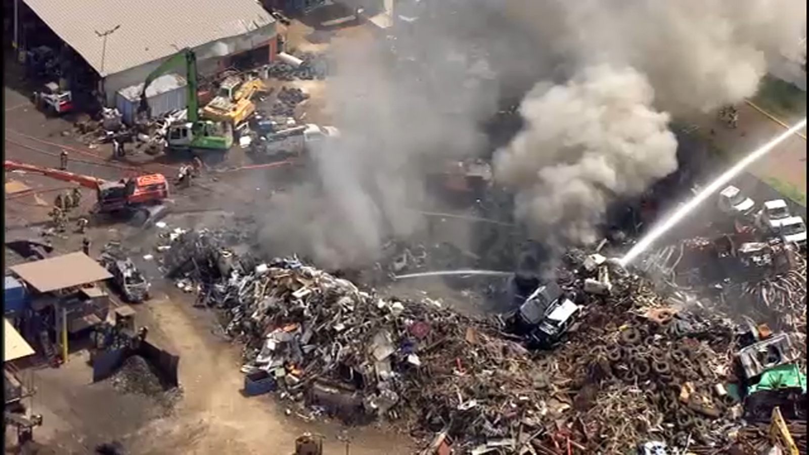 Fire at Holmes Road Recycling Facility producing thick smoke in
