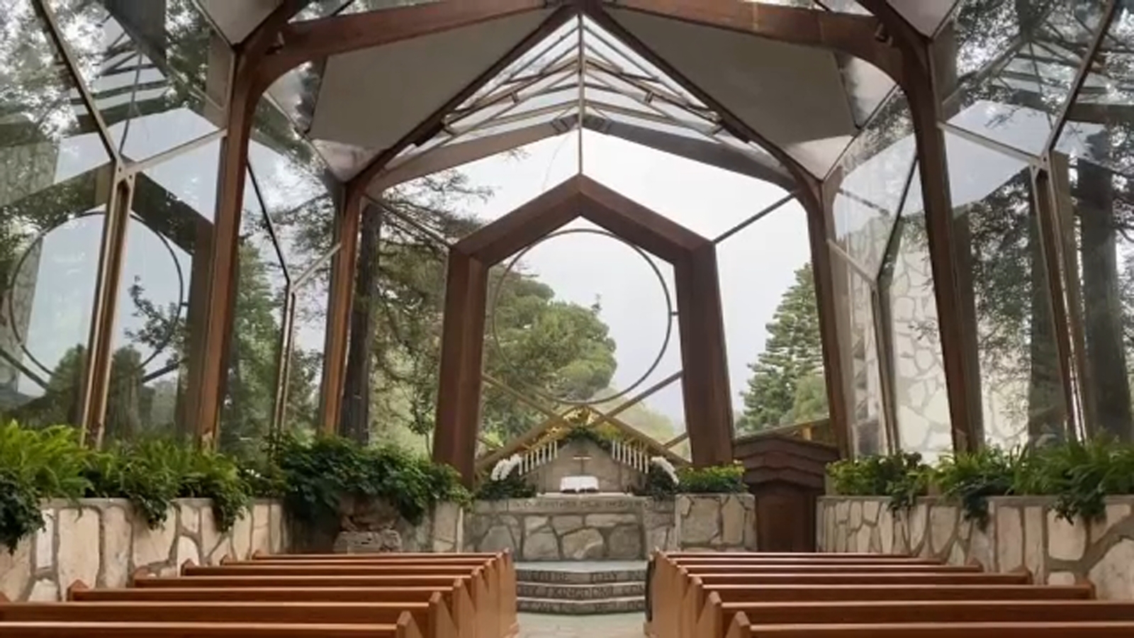Rancho Palos Verdes Wayfarers Chapel, designed by Frank Lloyd Wright