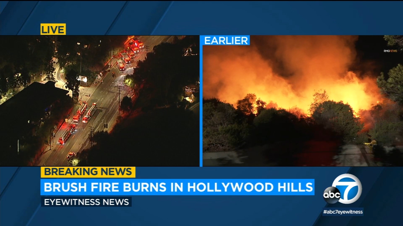 Fierce firefight in Hollywood Hills keeps brush fire away from homes