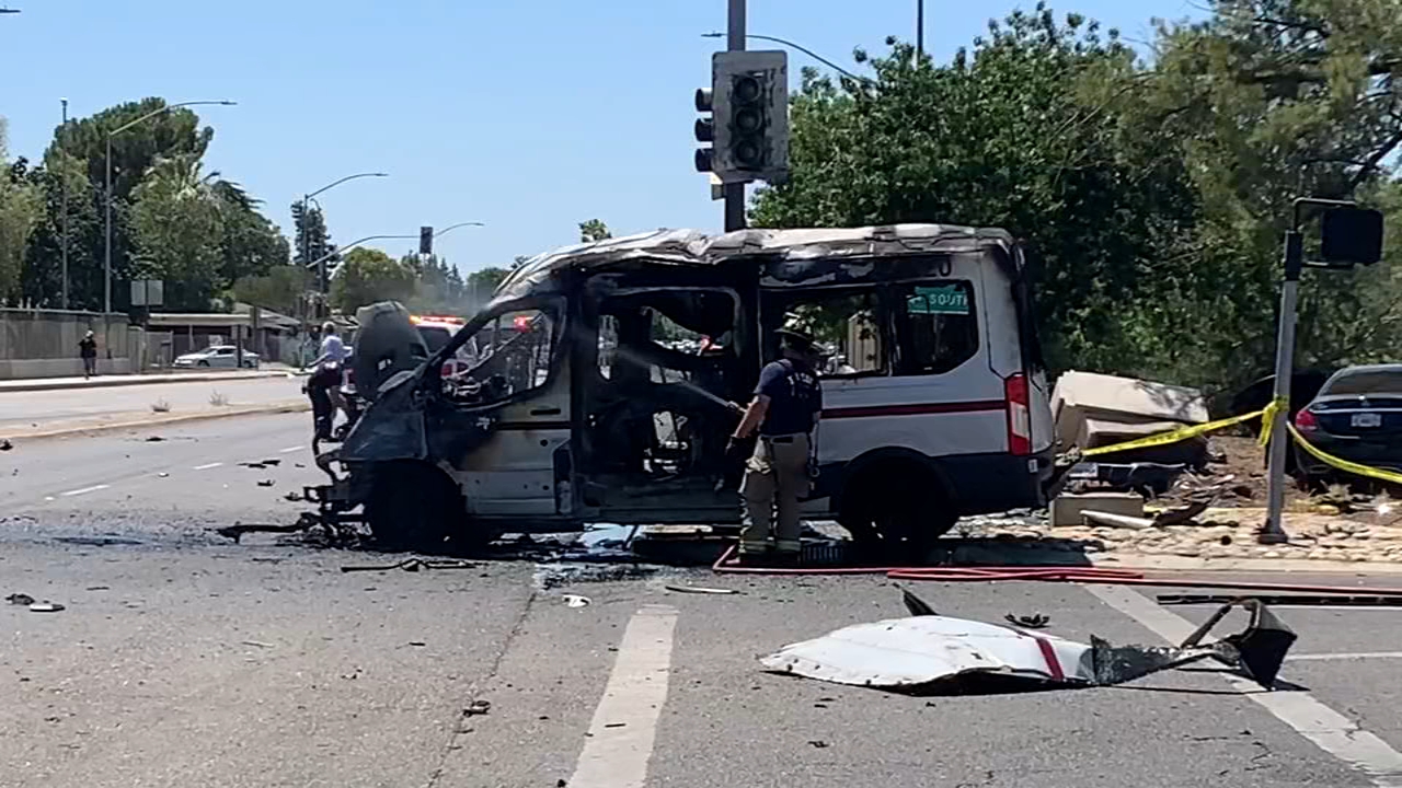 Ashlan Ave. partially shut down after fiery crash at Ashlan and Hwy 41