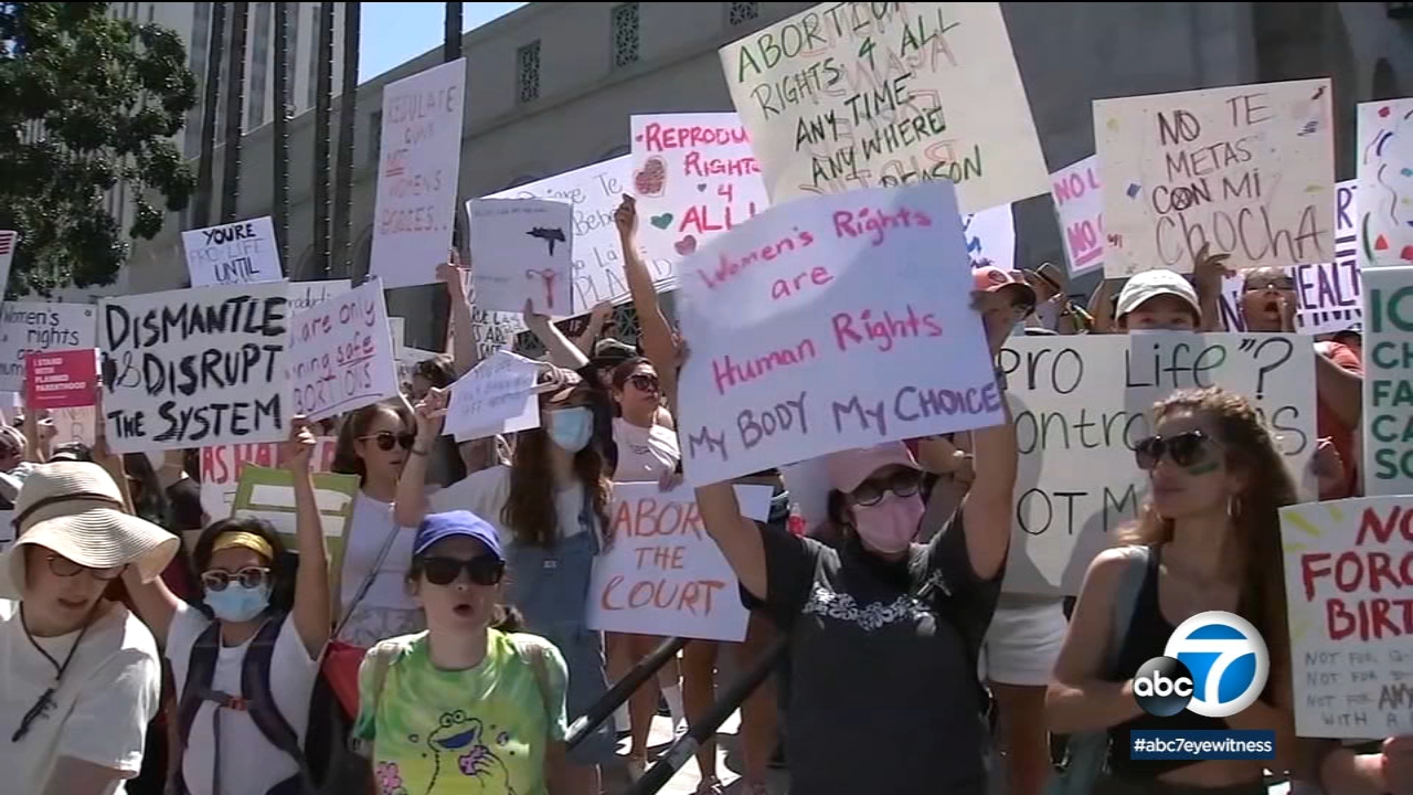 More protests held in downtown LA amid fury over Roe v. Wade reversal