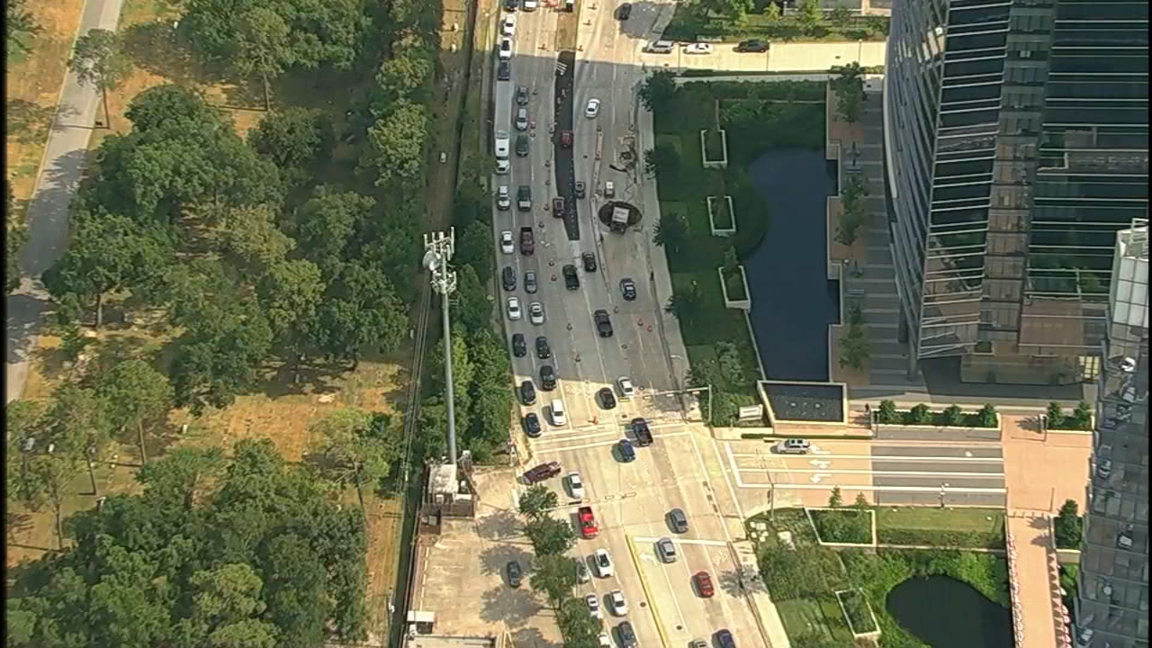 Truck dives into a construction hole on N. Eldridge