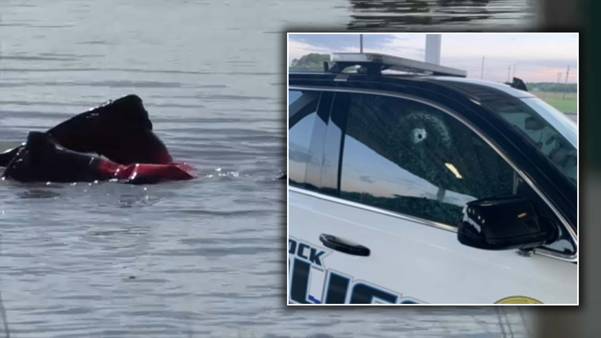 Man flees and shoots at officers, drowns after stabbing himself