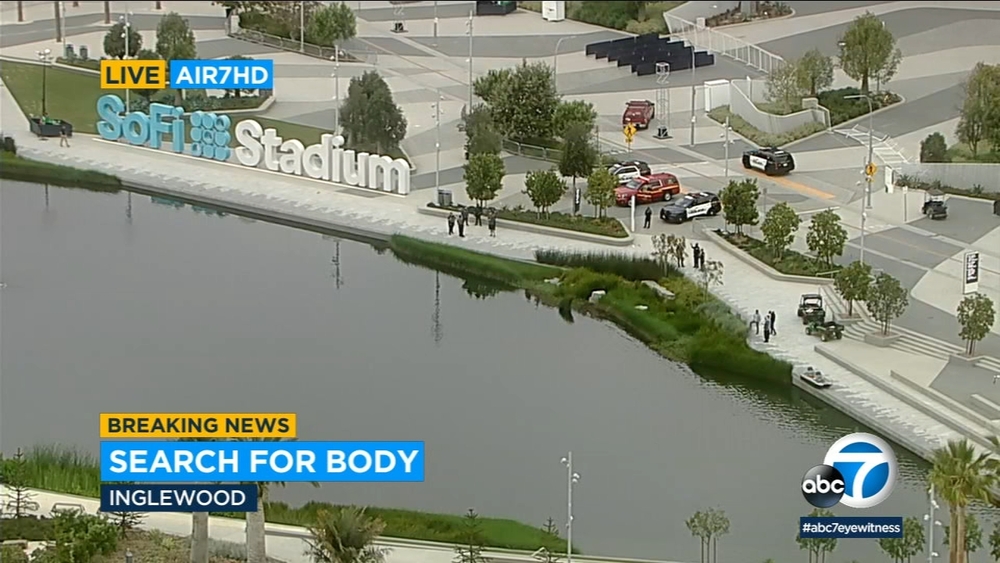 Search underway after report of body in lake outside SoFi Stadium