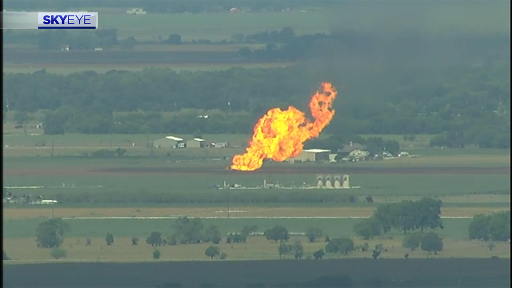 Pipeline explosion along FM 1952 in Wallis, Fort Bend County