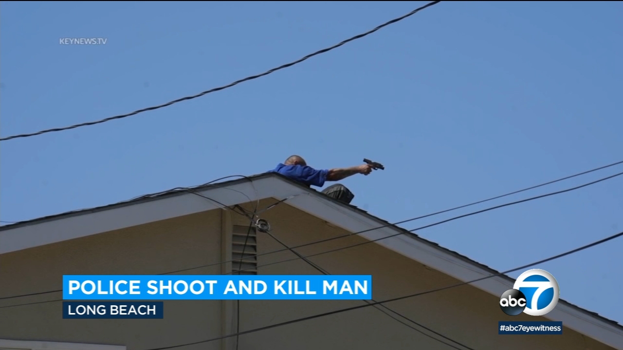 Long Beach police shoot, kill man on rooftop waving gun