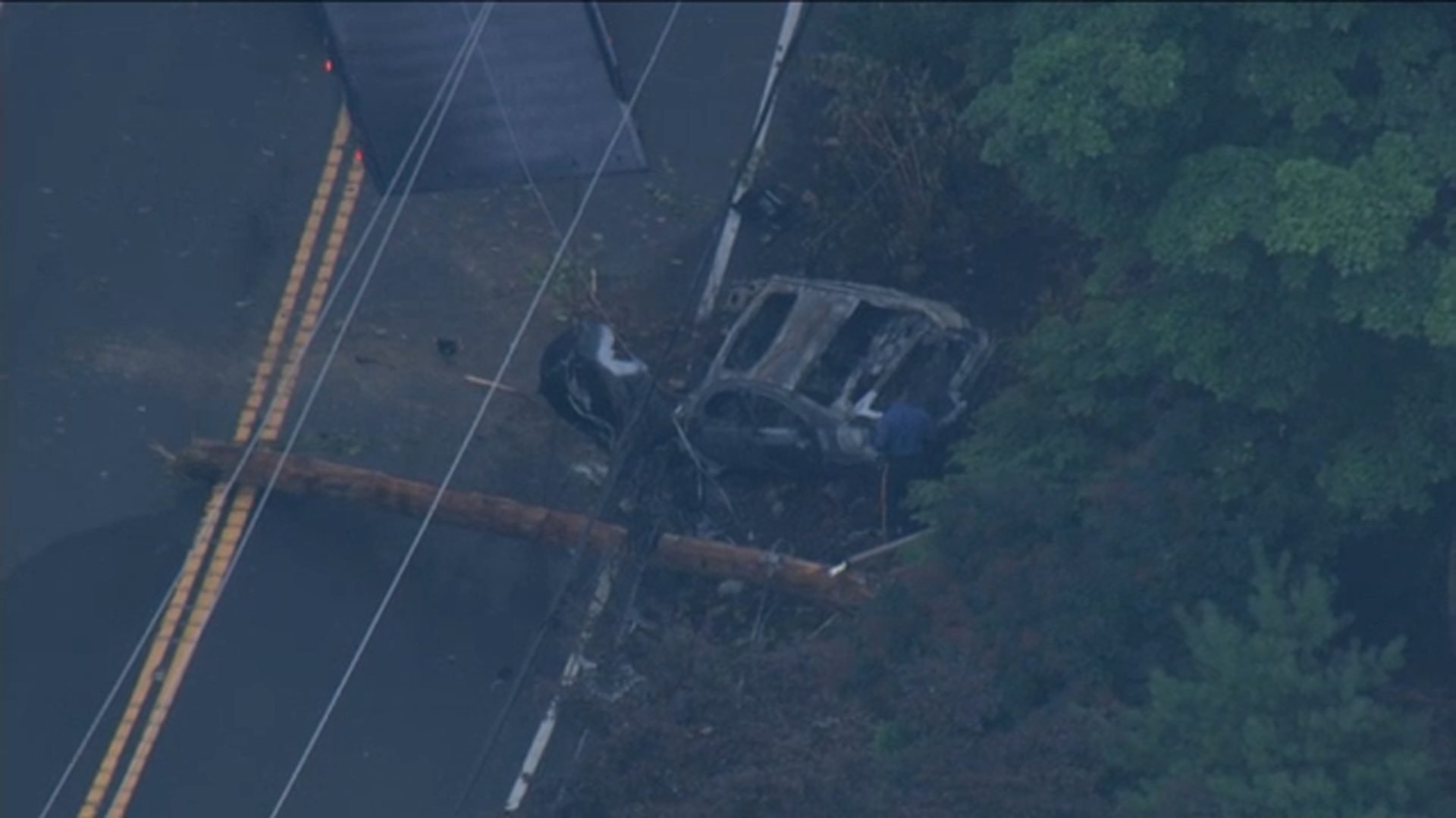 Police stop ends in fiery crash in Denville