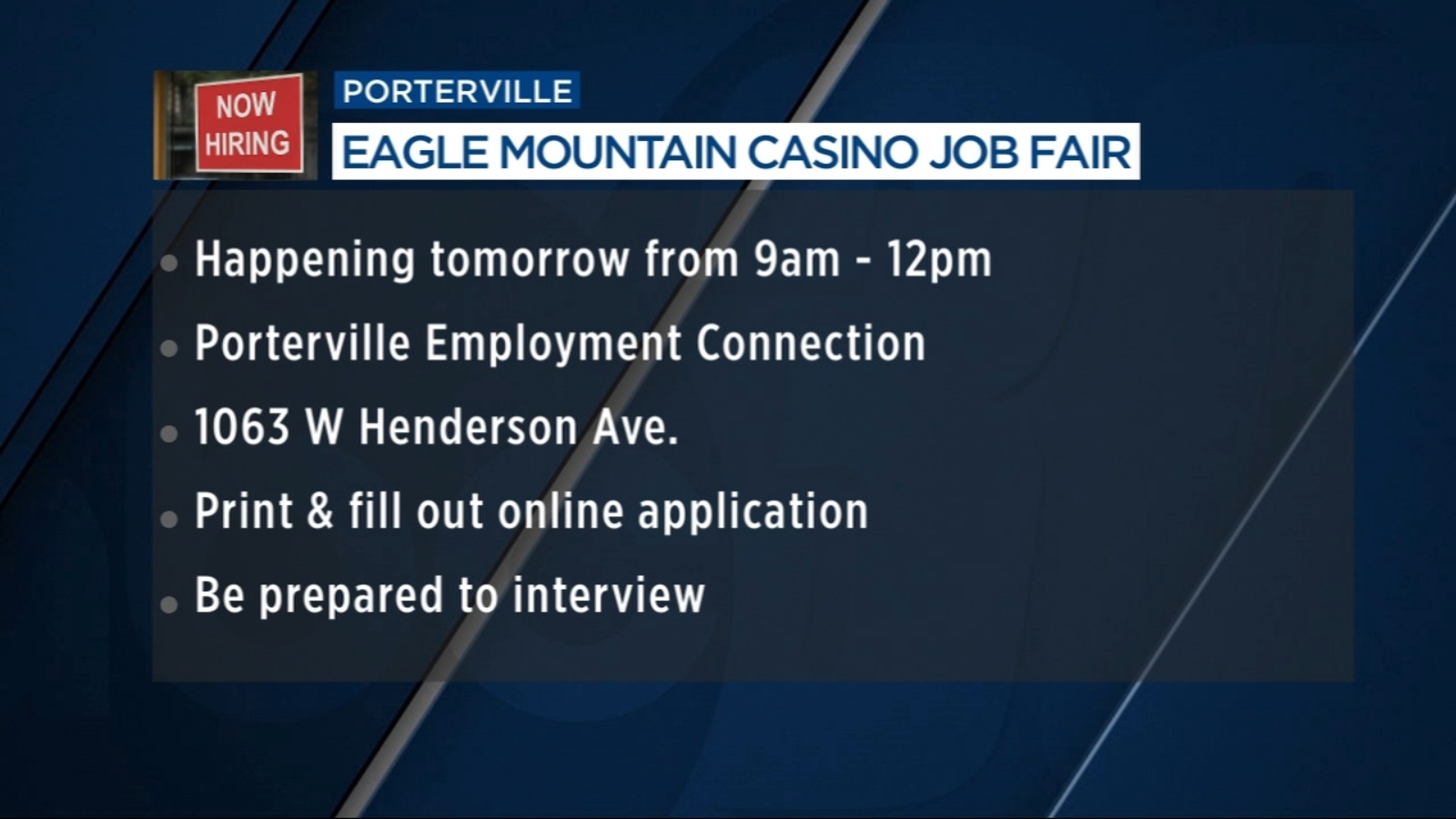 Eagle Mountain Casino hosting job fair on Wednesday ABC30 Fresno