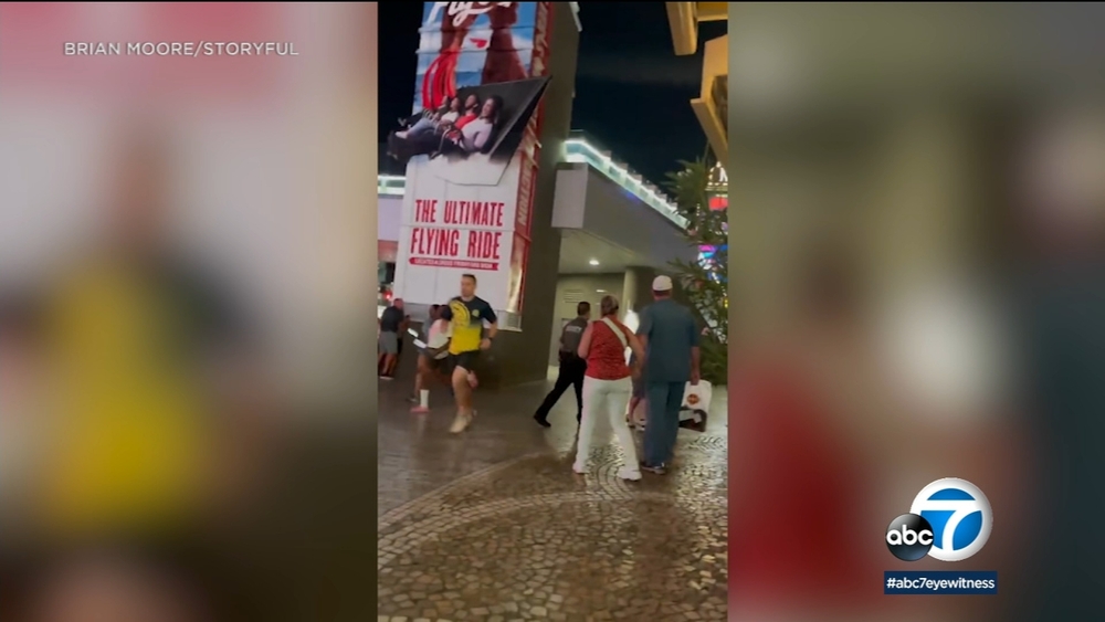 Chaos after shattering glass door in Las Vegas mistaken for gunfire