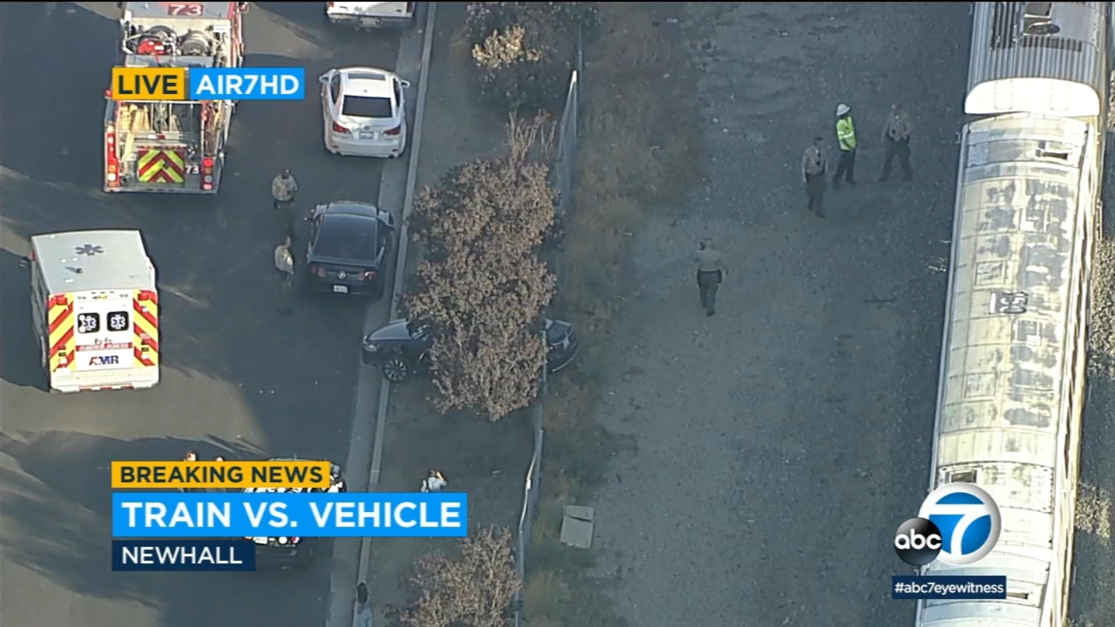 Metrolink crash: Train hits car on tracks in Newhall, injuring 1 person ...