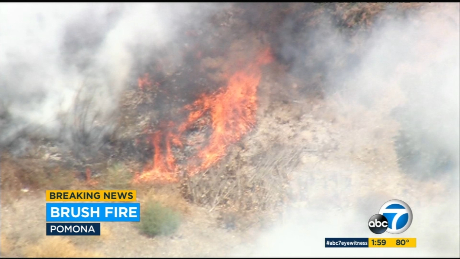 Vehicle fire spreads to brush near freeway interchange in Pomona area ...