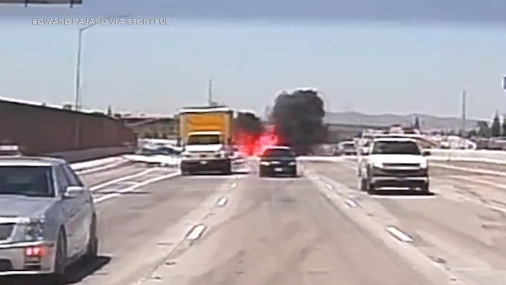 Dashcam video shows plane crash-land on 91 Freeway in Corona