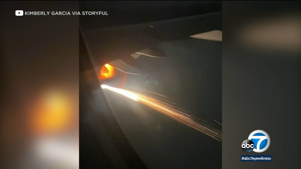 Plane's engine catches fire on flight from Mexico to LA