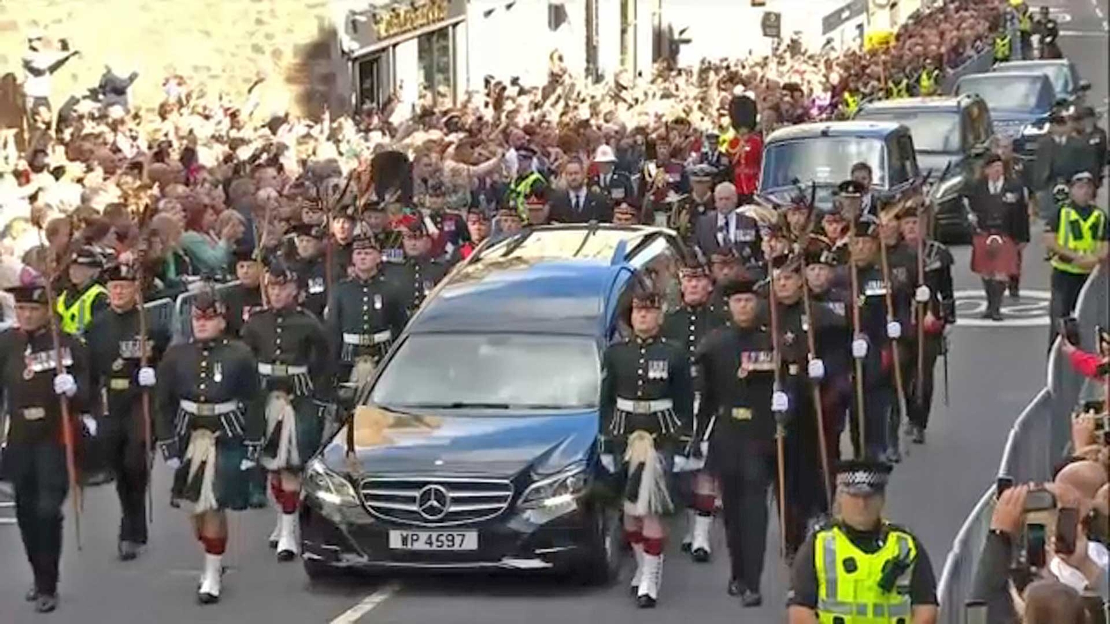 King Charles III arrives in Edinburgh for queen coffin procession