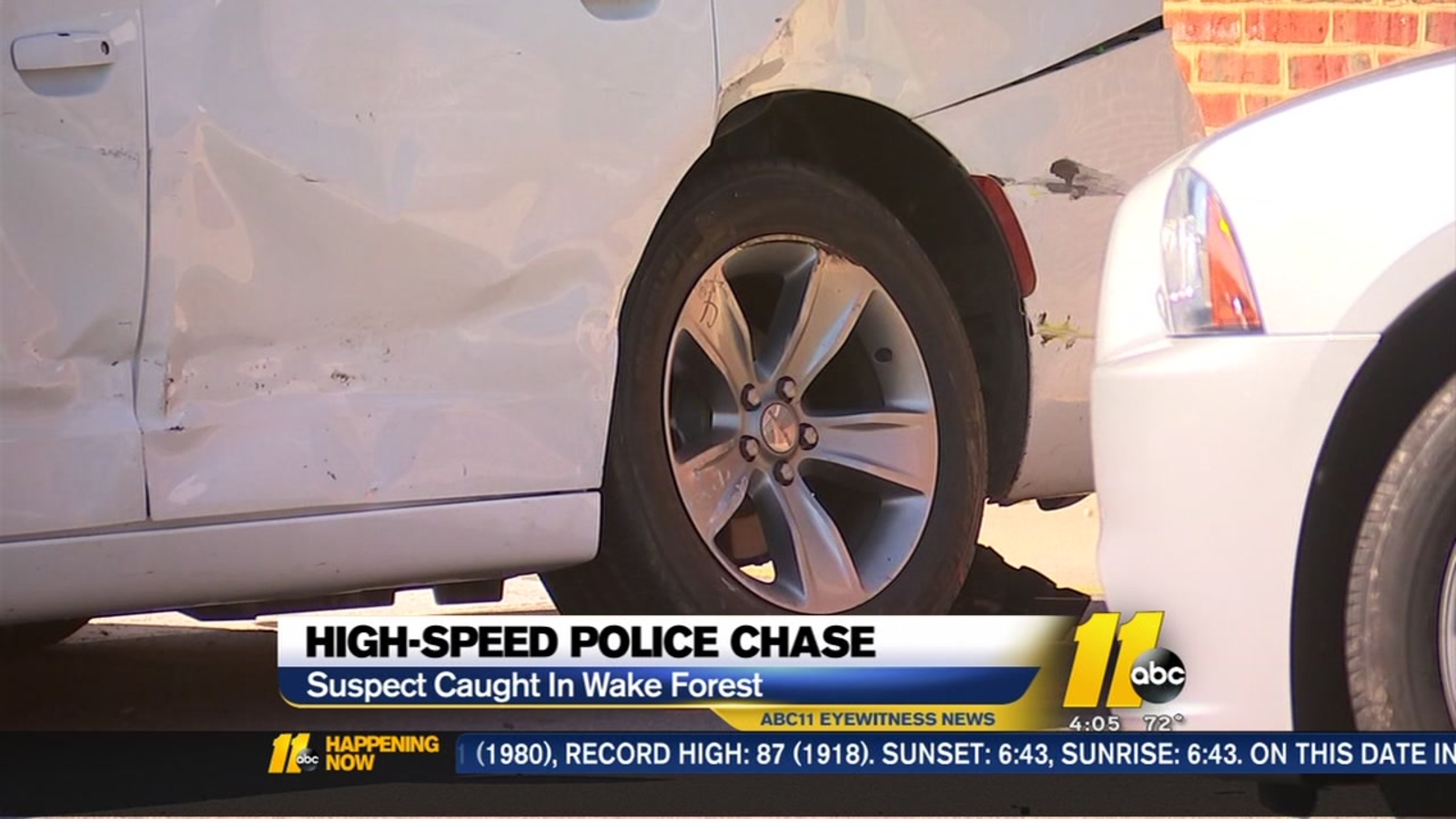 Suspect arrested after chase, crash in front of Wake Forest grocery
