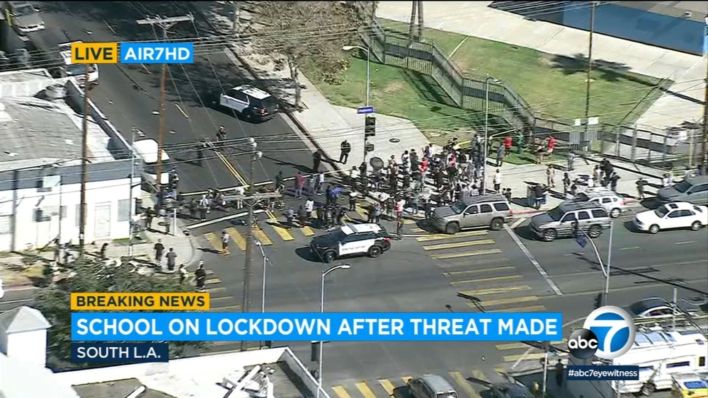 LA  middle school on lockdown after threat of violence against campus