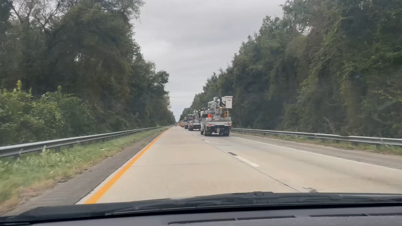 Trucks spotted on I95 south heading toward storm damage