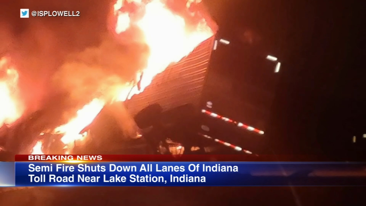 Semi crash, fire closes all lanes of I-90 near Lake Station, IN: ISP