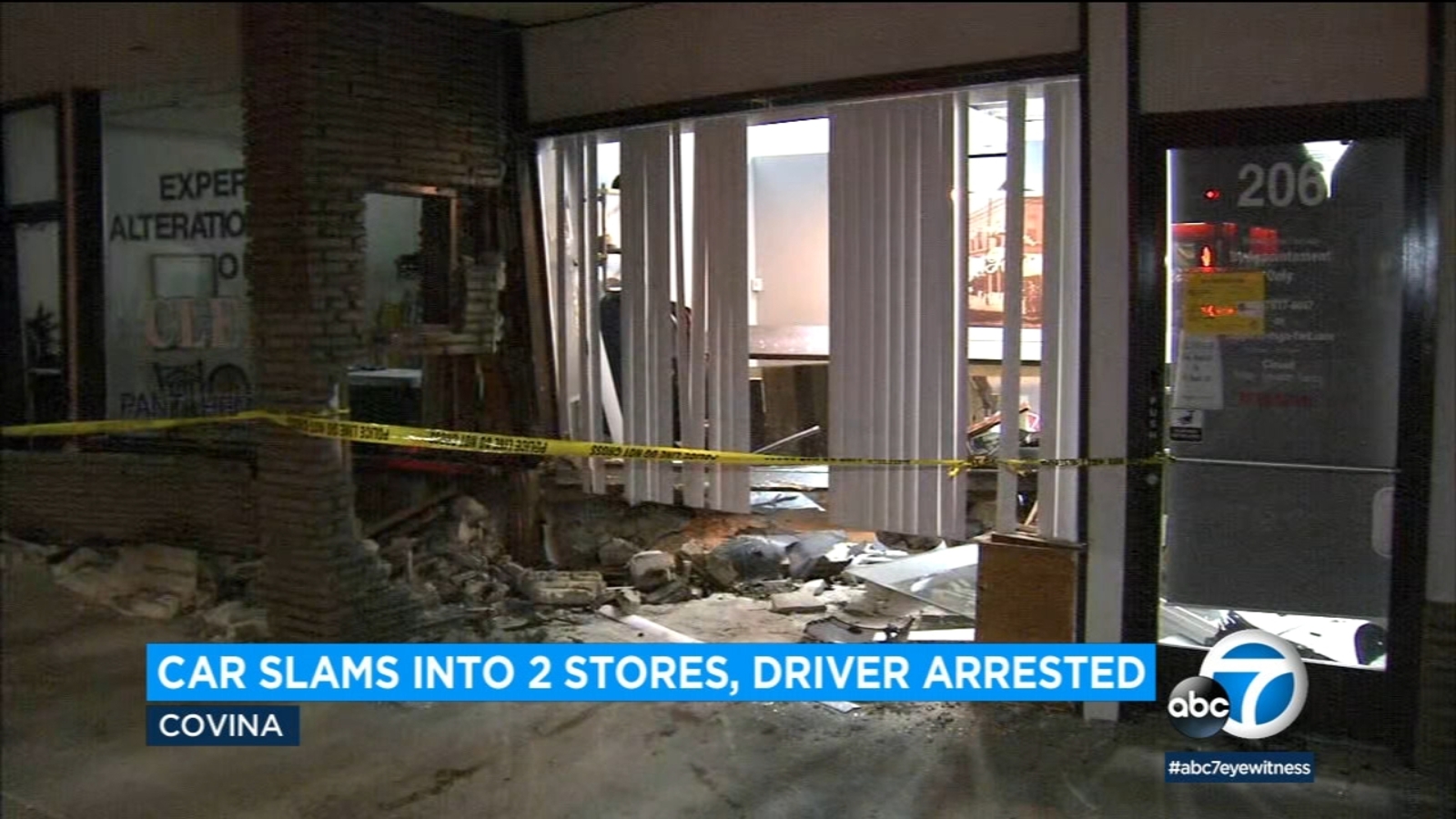 DUI suspect arrested after slamming into 2 businesses in Covina - ABC7 ...