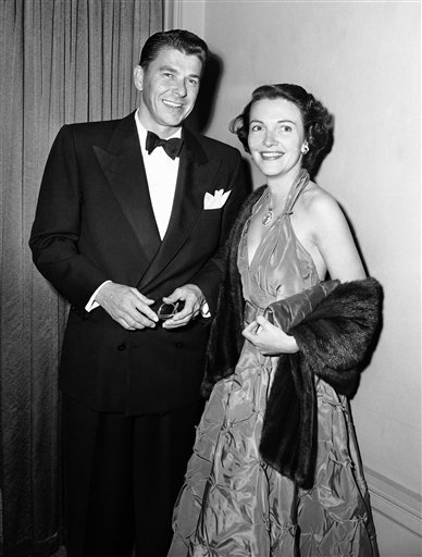 Ronald Reagan and Nancy Davis arrive for the Screen Writers Guild Dinner at the Ambassador Hotel, Hollywood, Calif. on Feb. 22, 1951