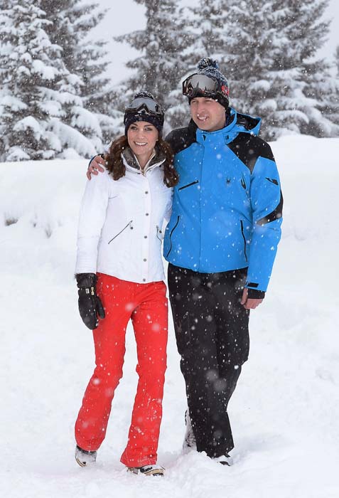 Prince William and Kate Duchess of Cambridge walk together as they enjoy a short private break skiing in the French Alps