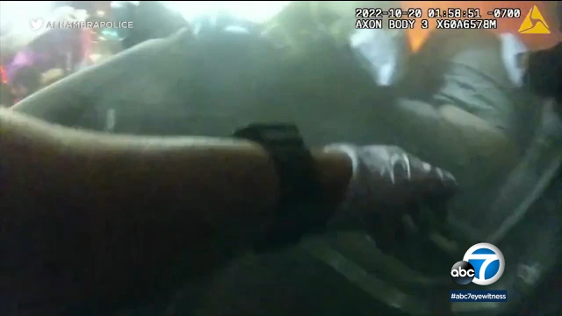 Alhambra police officers save driver from burning vehicle