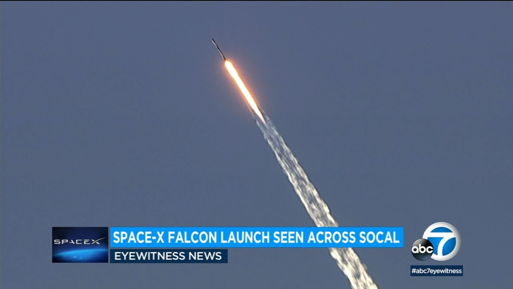 SpaceX rocket launch seen across SoCal sky as sun sets