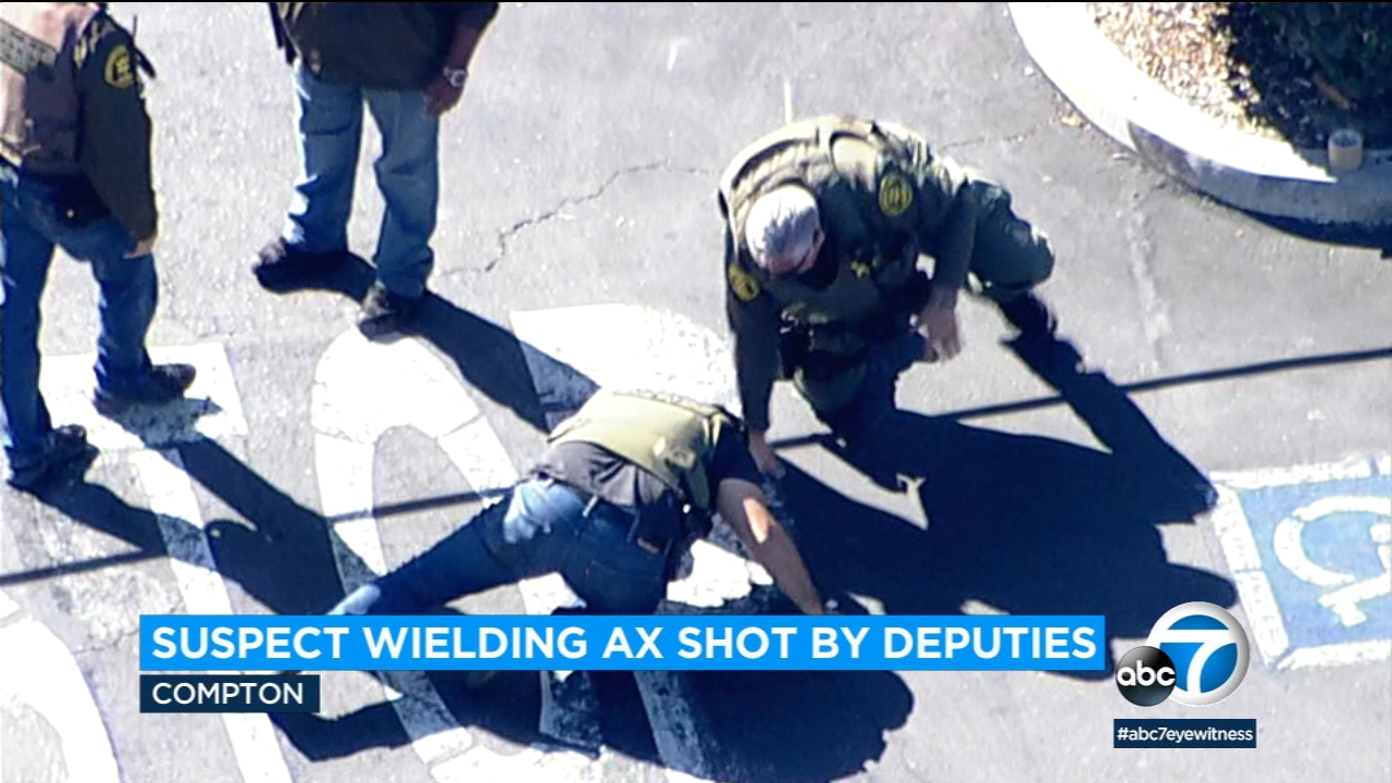 Man armed with ax dies after being shot by deputies in Compton