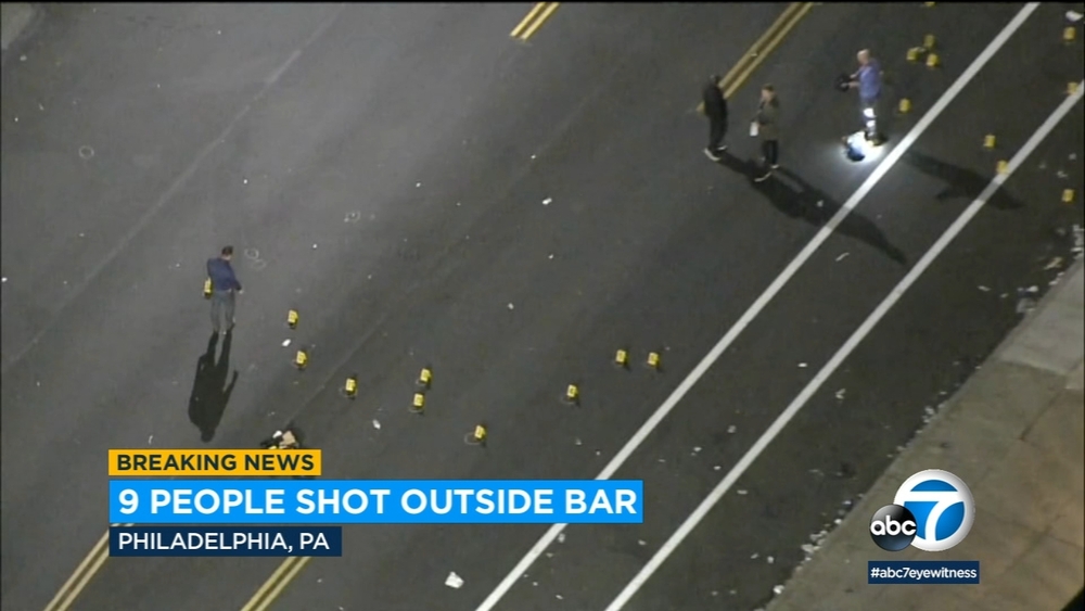 Philadelphia police say 9 wounded in shooting outside bar