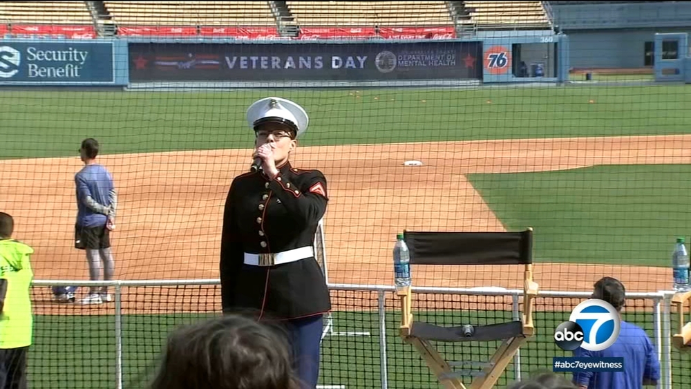 Dodgers honor active service members for Veterans Day