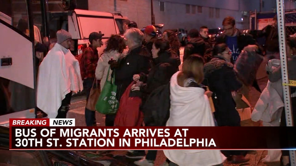 Bus of migrants sent by Texas governor arrives in Philadelphia
