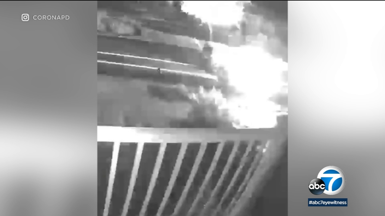 Video shows car erupting in flames during arson incident in Corona