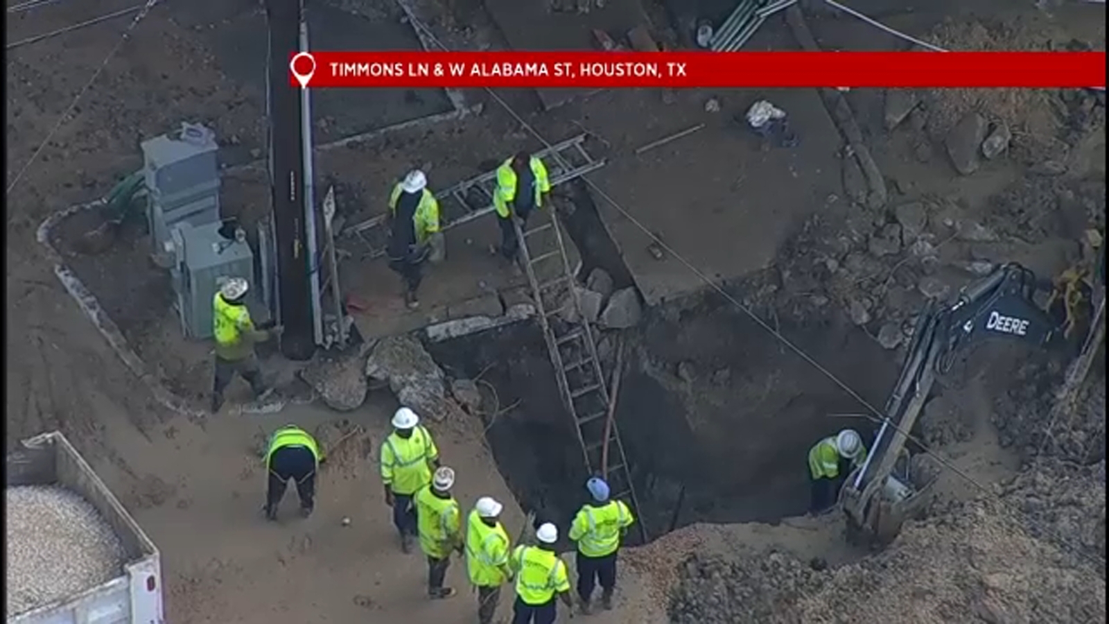 Houston water main break Flooding on Timmons Lane near Richmond Avenue