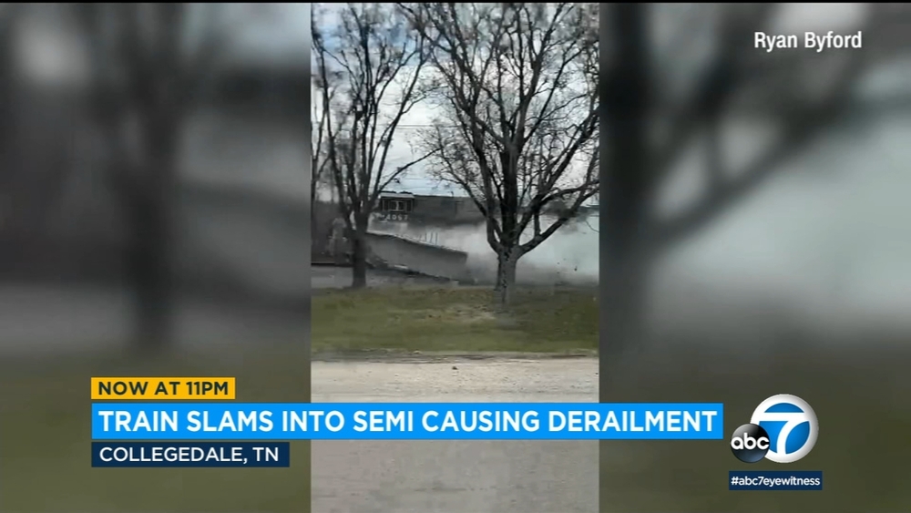 Train slams into semi, causing violent derailment in Tennessee