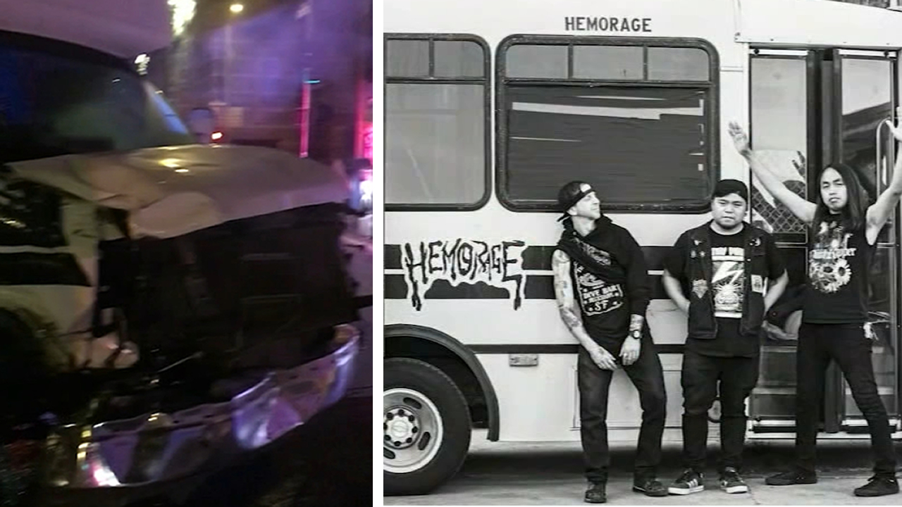 Local thrash metal band safe after mobile-stage tour bus hit in SF 
