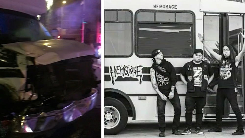 Local thrash metal band safe after mobile-stage tour bus hit in SF 