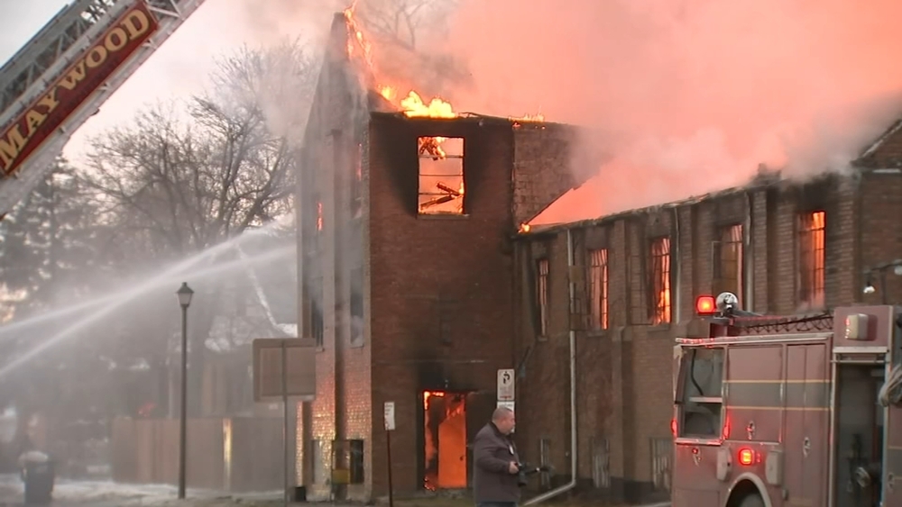 Maywood church's roof caves in from massive fire