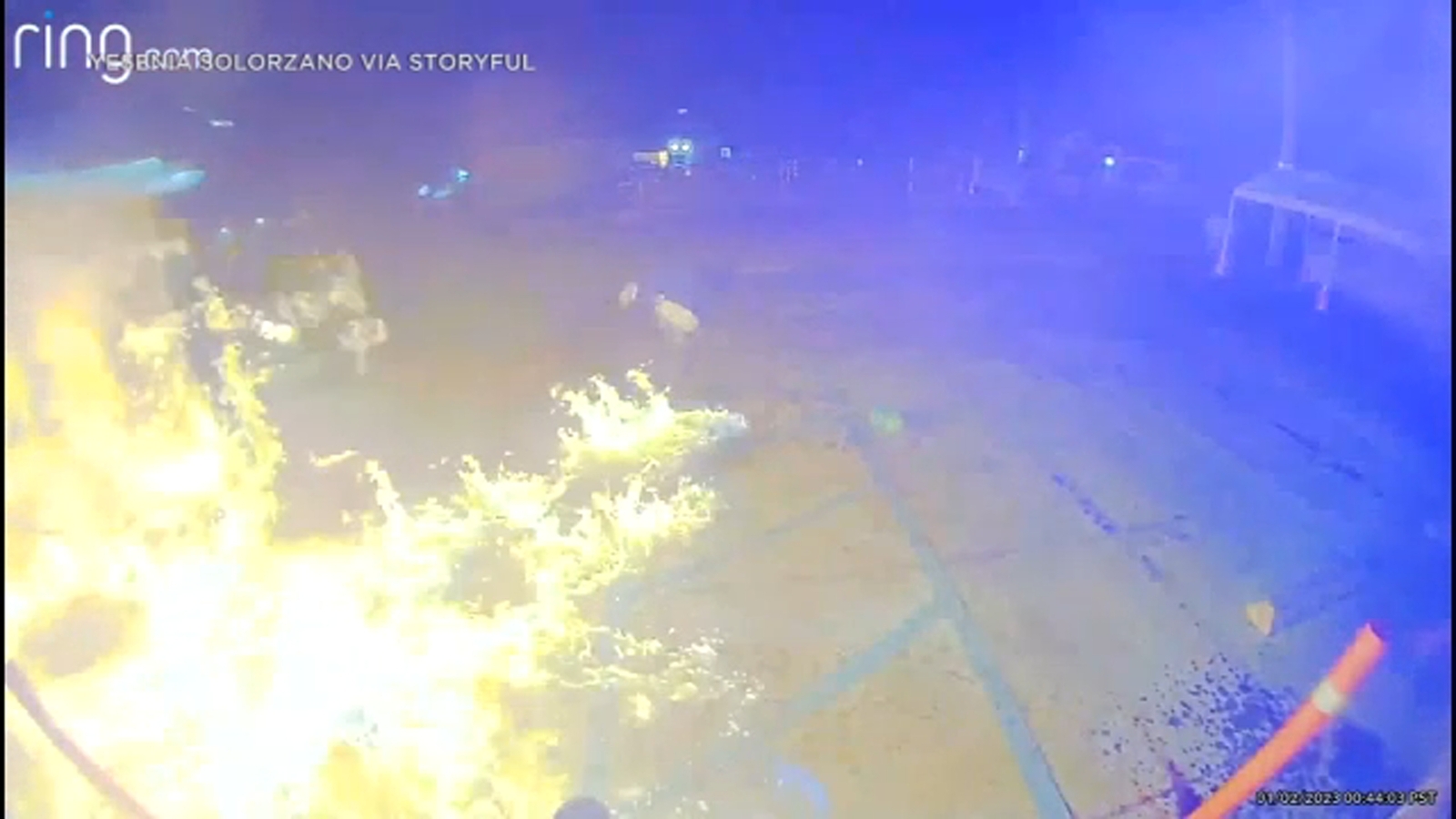 Caught on video Suspected arsonists burned while setting fire to