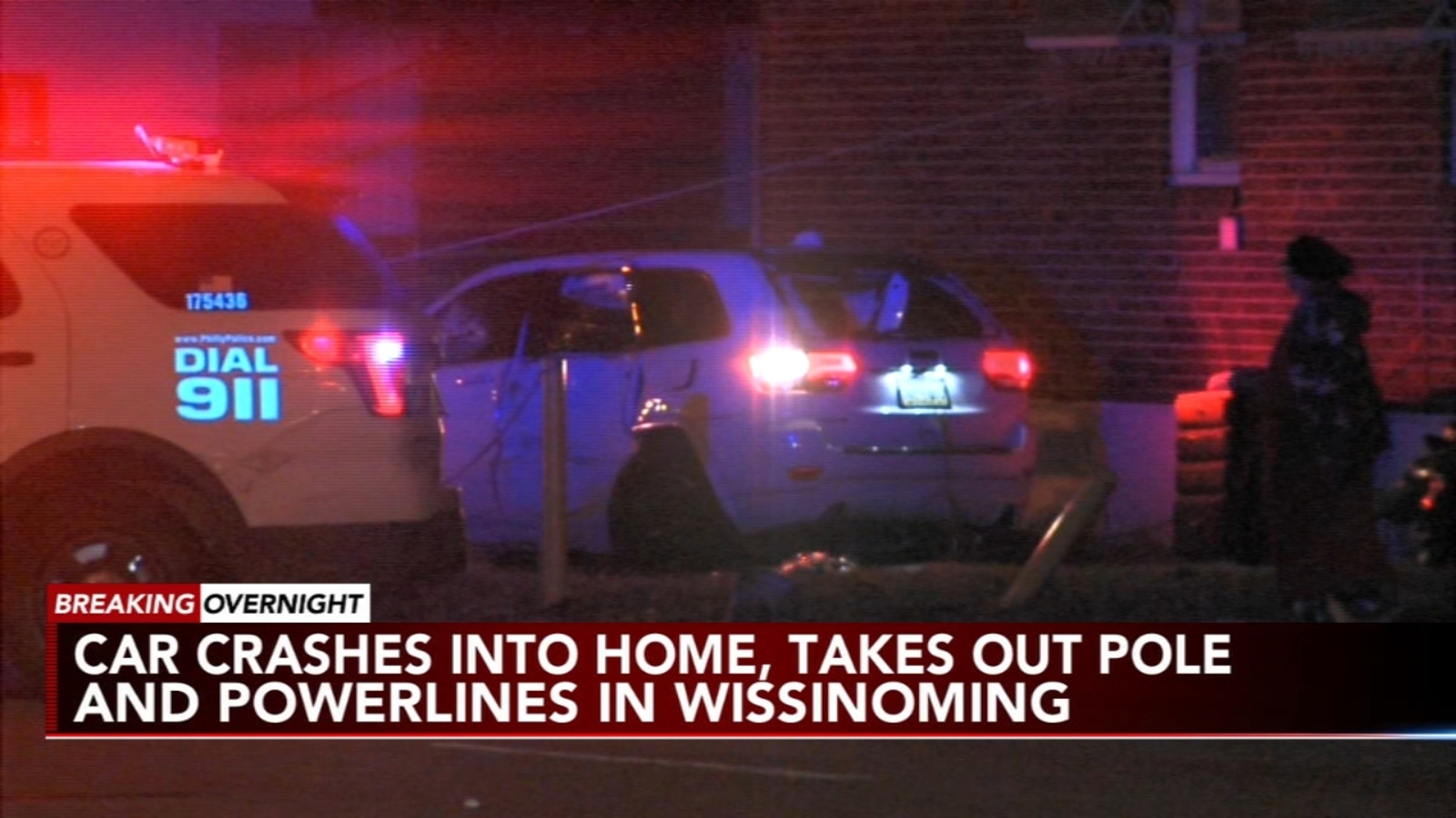 Car crashes into home, takes out pole and powerlines in Wissinoming ...