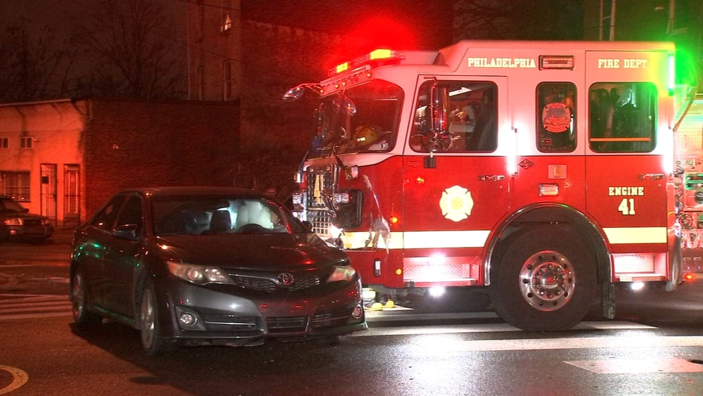 Fire engine collides with vehicle in West Philadelphia