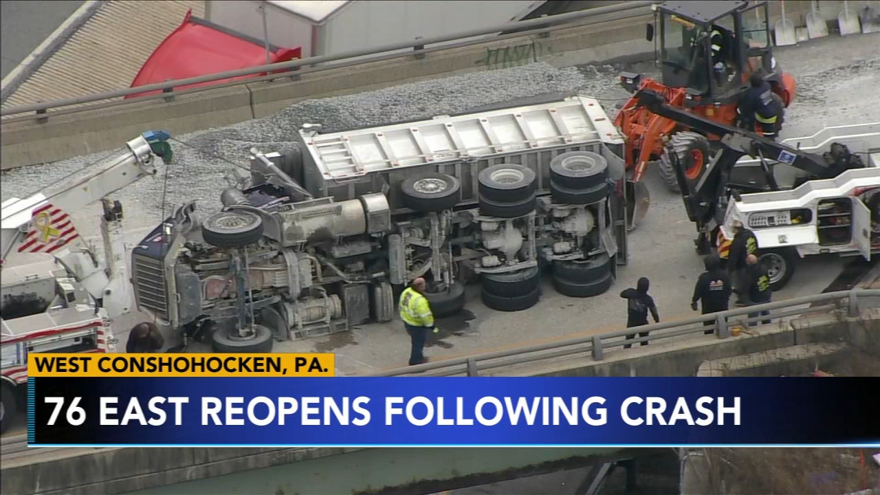 Schuylkill Expressway EB reopens after dump truck crash