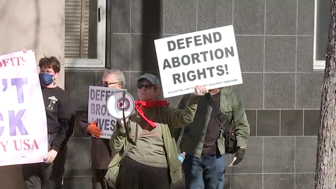 Protests in downtown Houston emerge for the 50th anniversary of Roe v ...