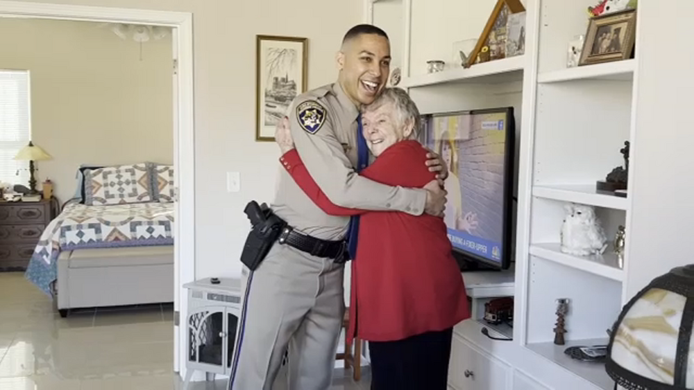 Surprise! Fresno woman celebrates 95th birthday with favorite CHP officer