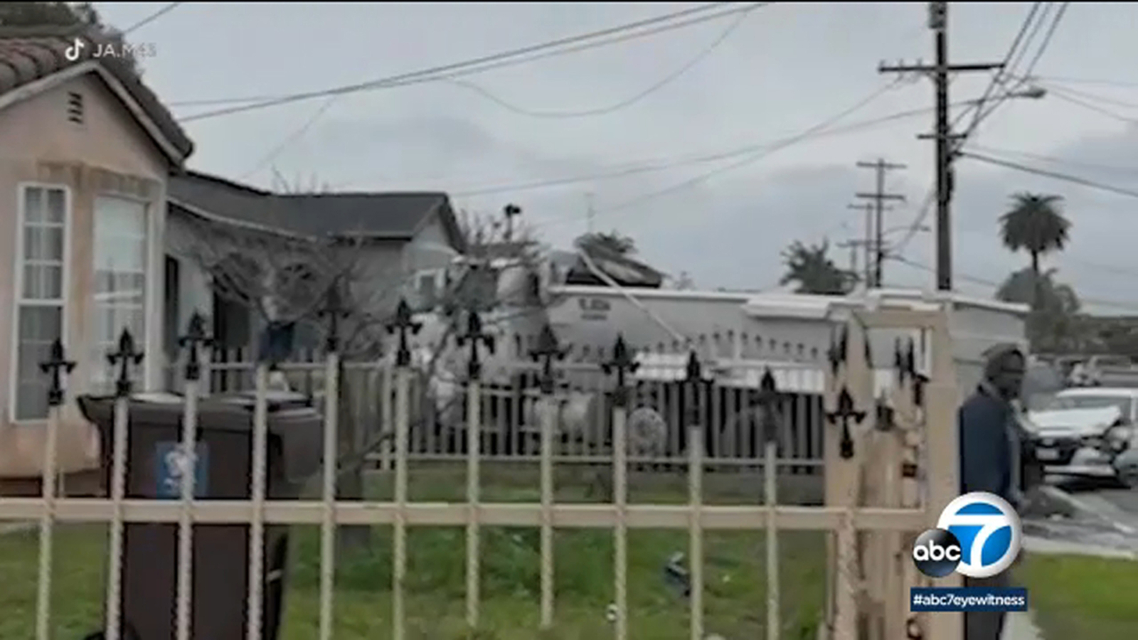 Man surrenders in South LA dumptruck rampage at estranged wife's home