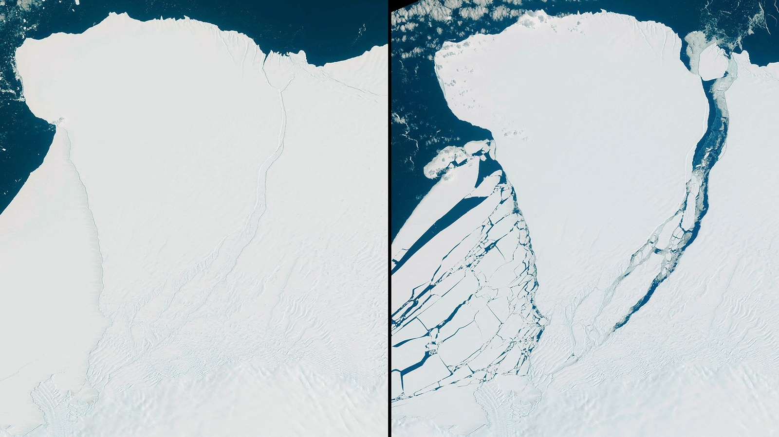 Brunt Ice Shelf Iceberg roughly the size of London breaks off in Antarctica, British Antarctic